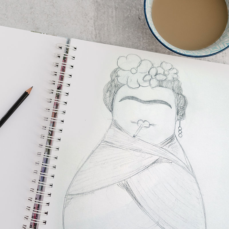 zeichnung frida kahlo bleistift